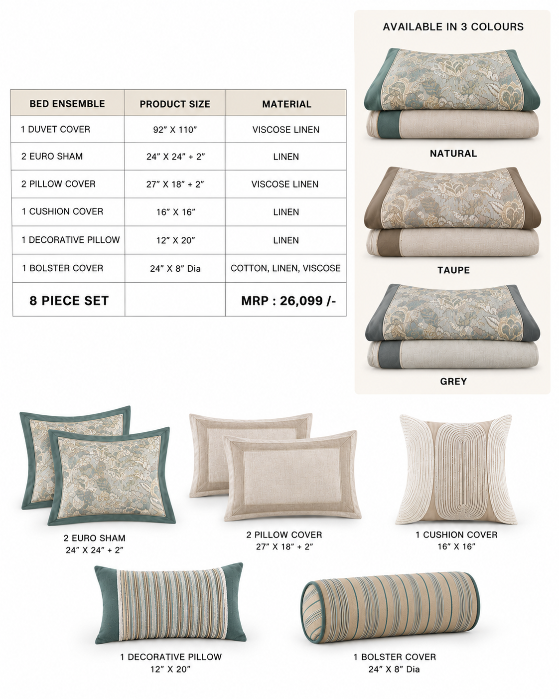 Anna Simona 8 Piece Duvet Set
