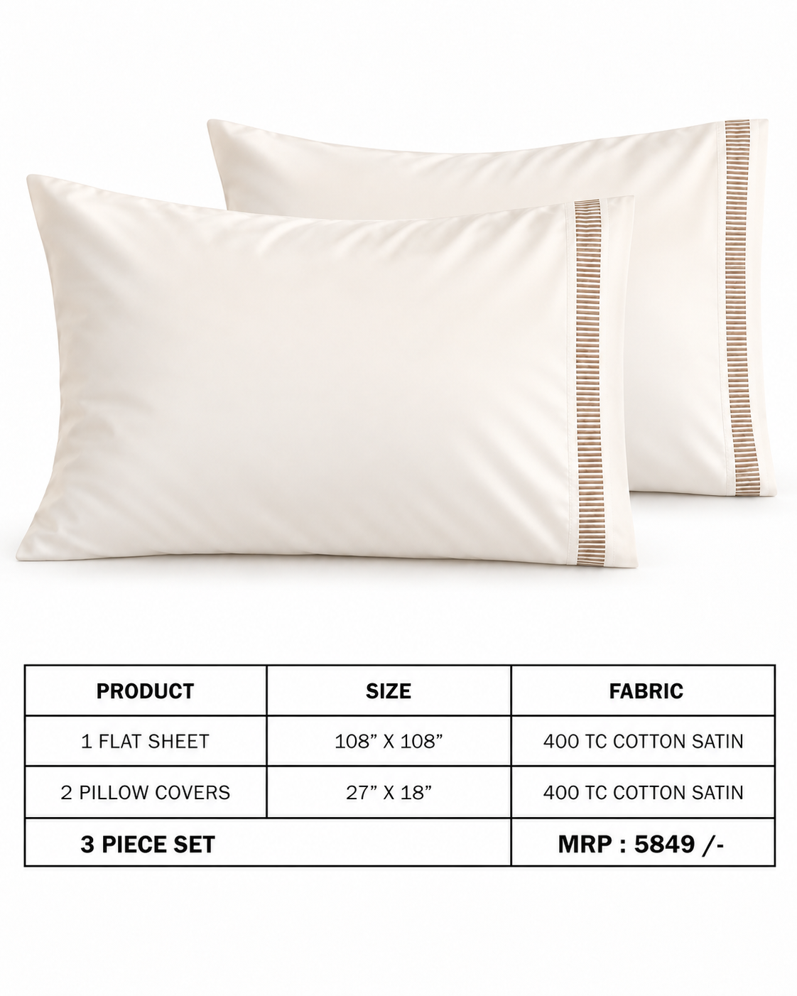 Anna Simona 3 Piece Flat Sheet Set