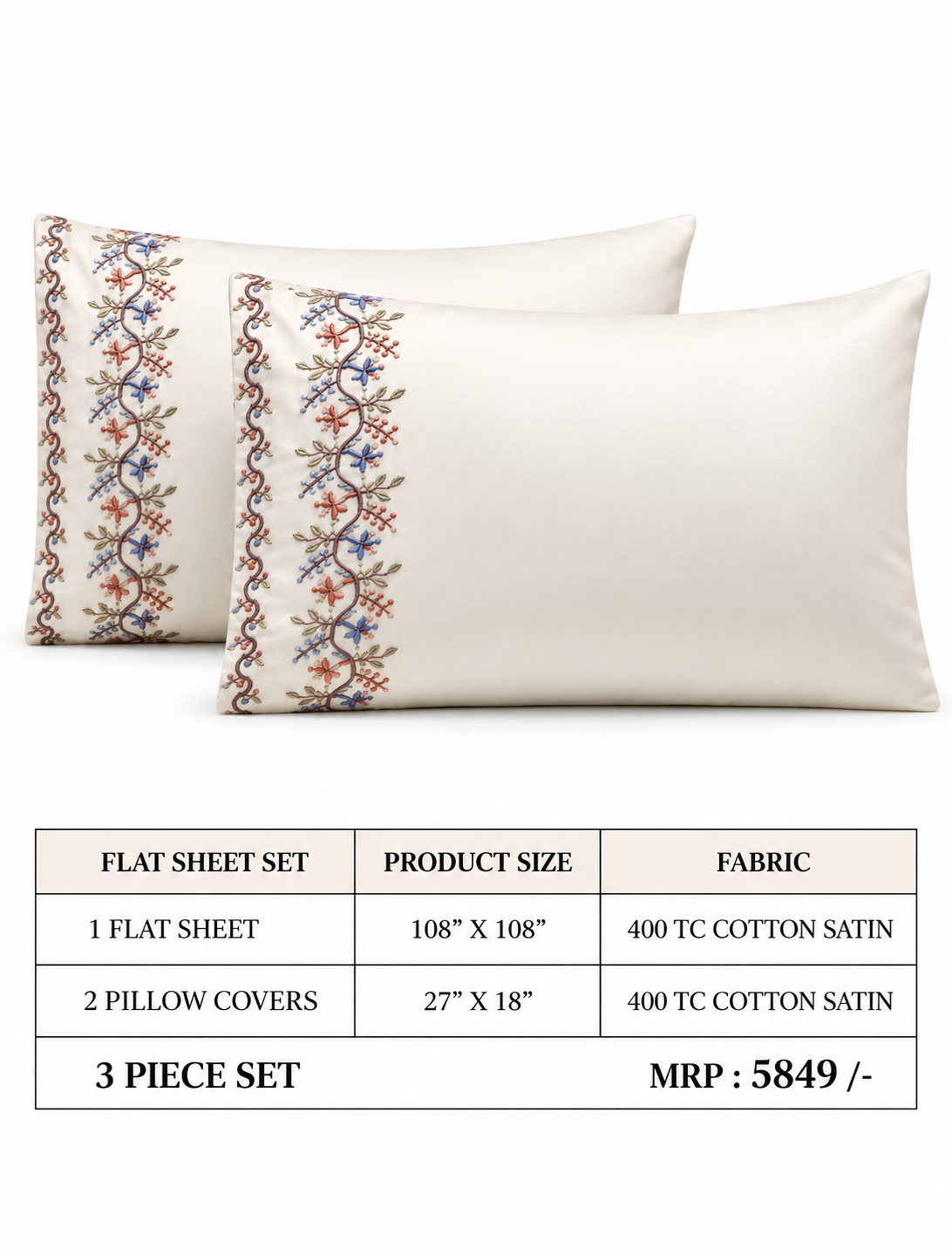 Anna Simona 3 Piece Flat Sheet Set