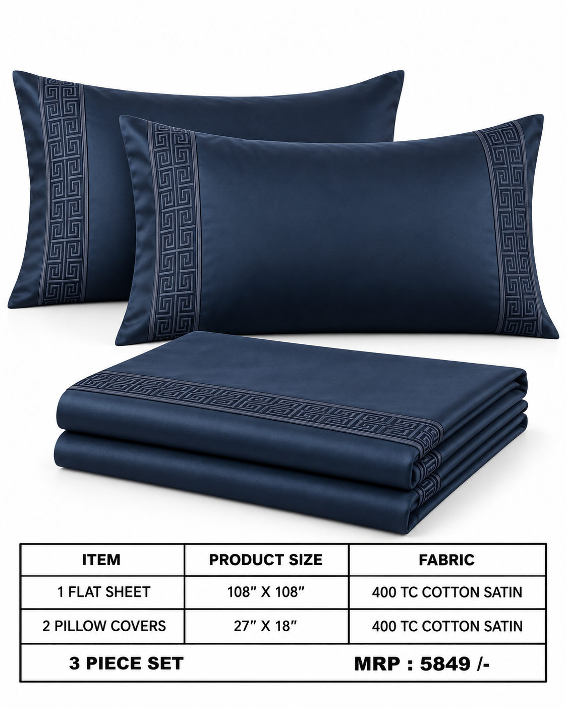 Anna Simona 3 Piece Flat Sheet Set