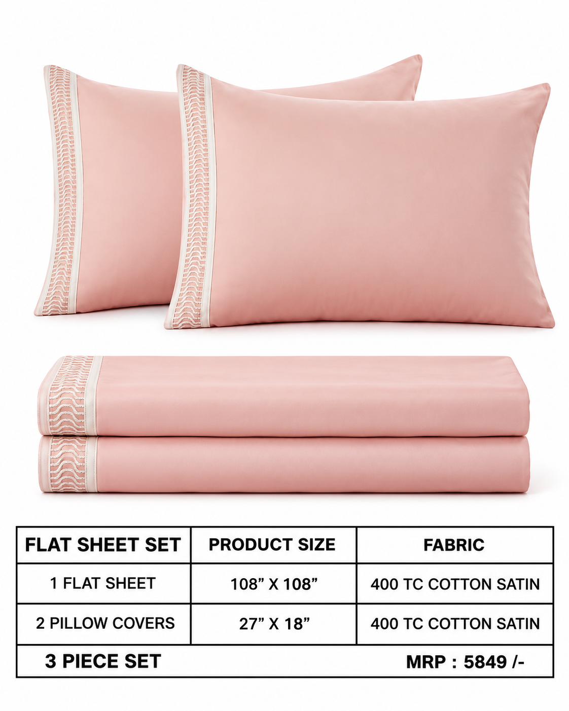 Anna Simona 3 Piece Flat Sheet Set