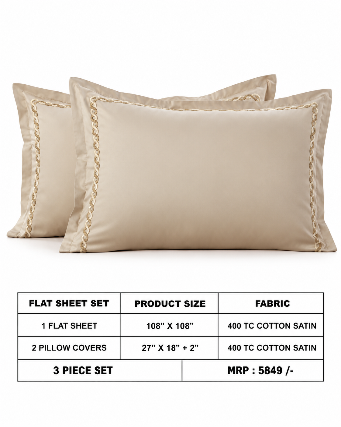 Anna Simona 3 Piece Flat Sheet Set