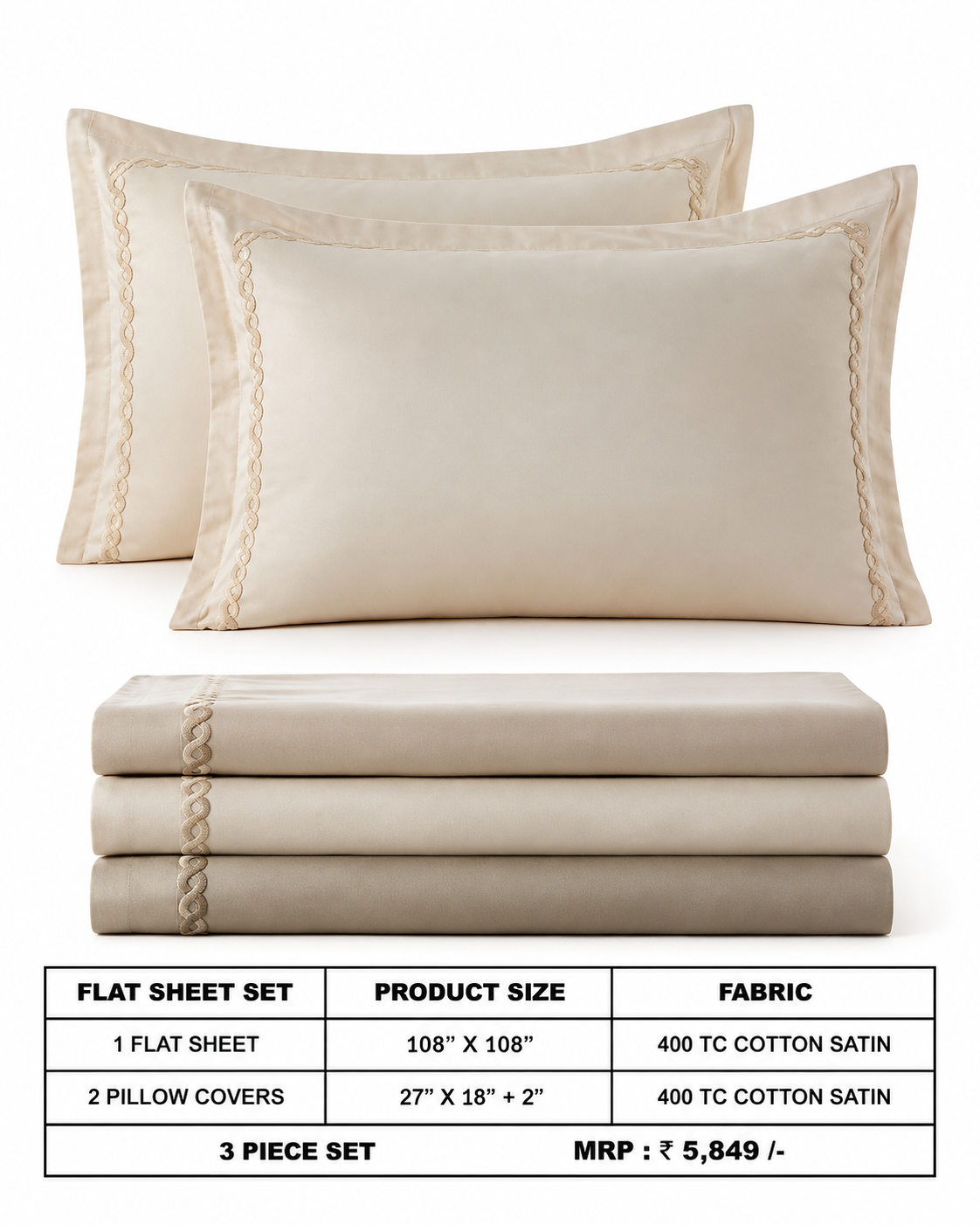 Anna Simona 3 Piece Flat Sheet Set