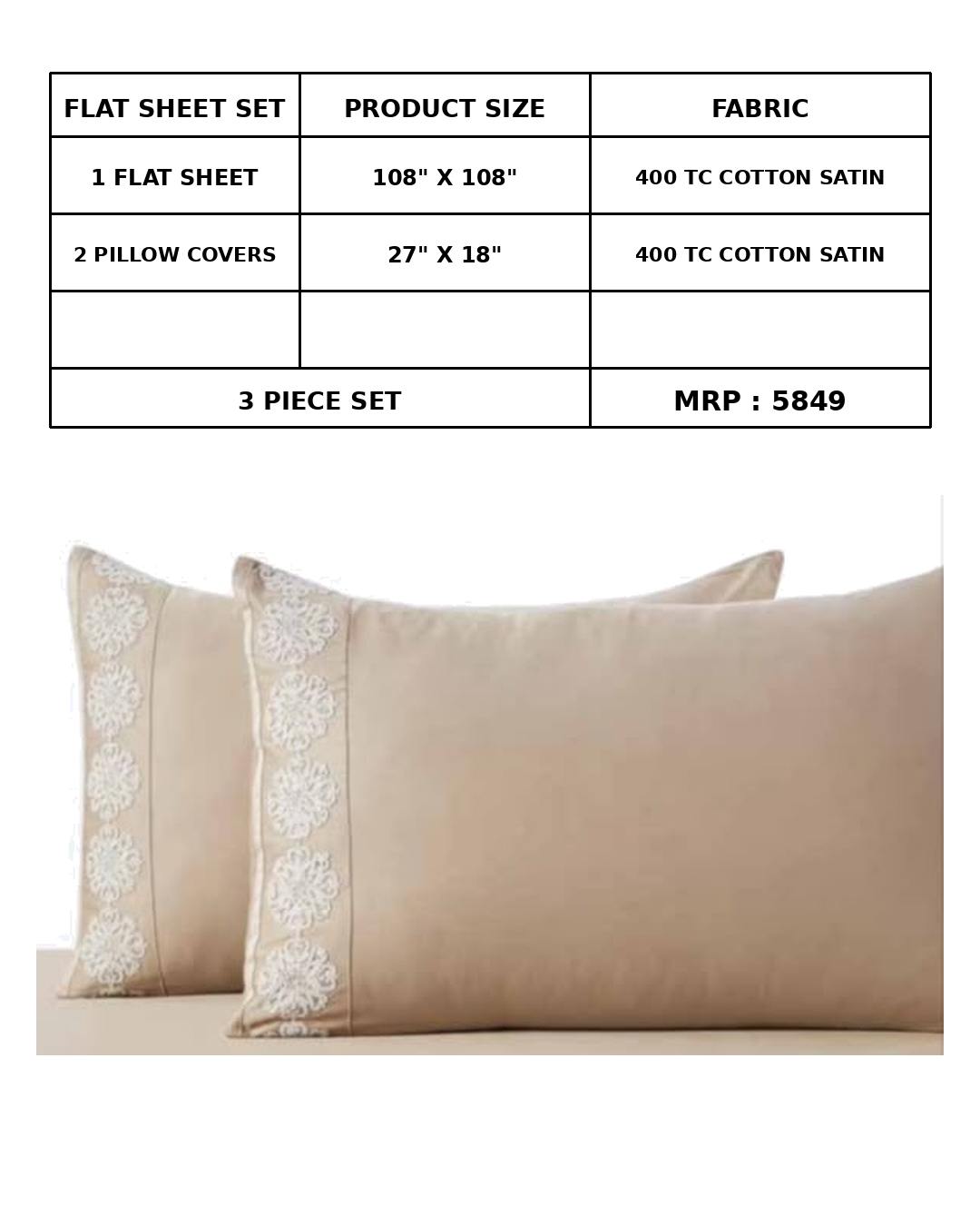 Anna Simona 3 Piece Flat Sheet Set