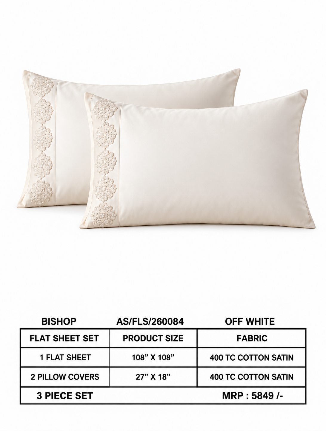 Anna Simona 3 Piece Flat Sheet Set
