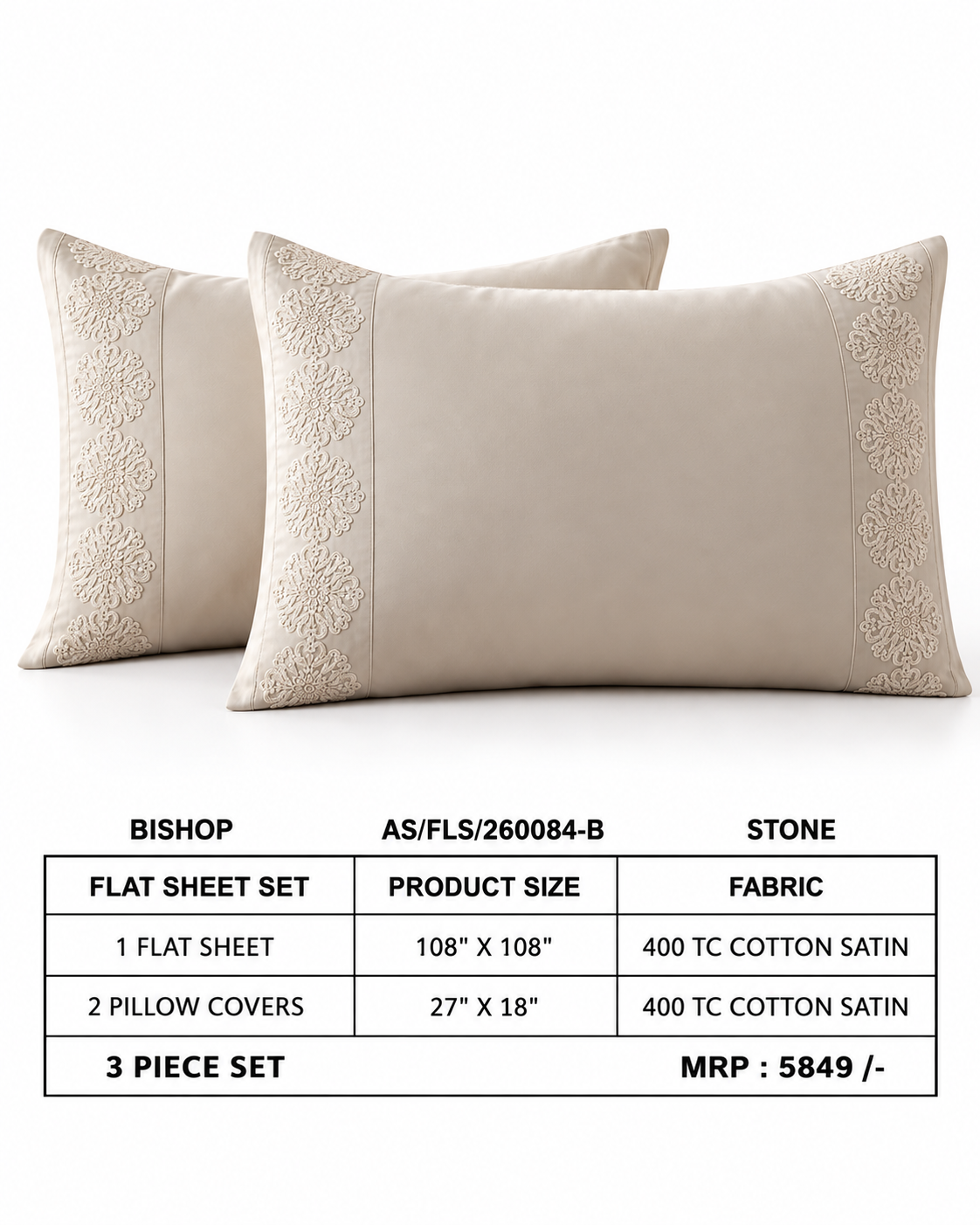 Anna Simona 3 Piece Flat Sheet Set